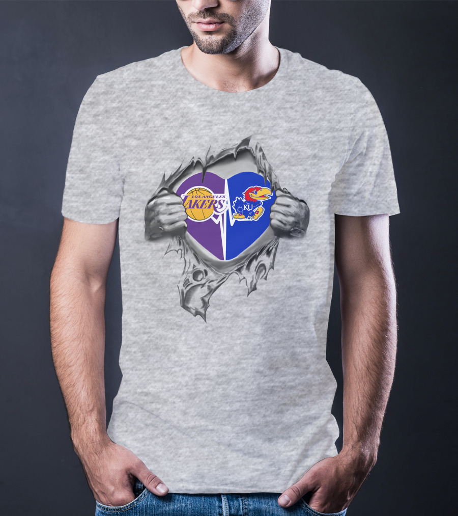 Los Angeles Lakers Kansas Jayhawks Heart T-Shirt