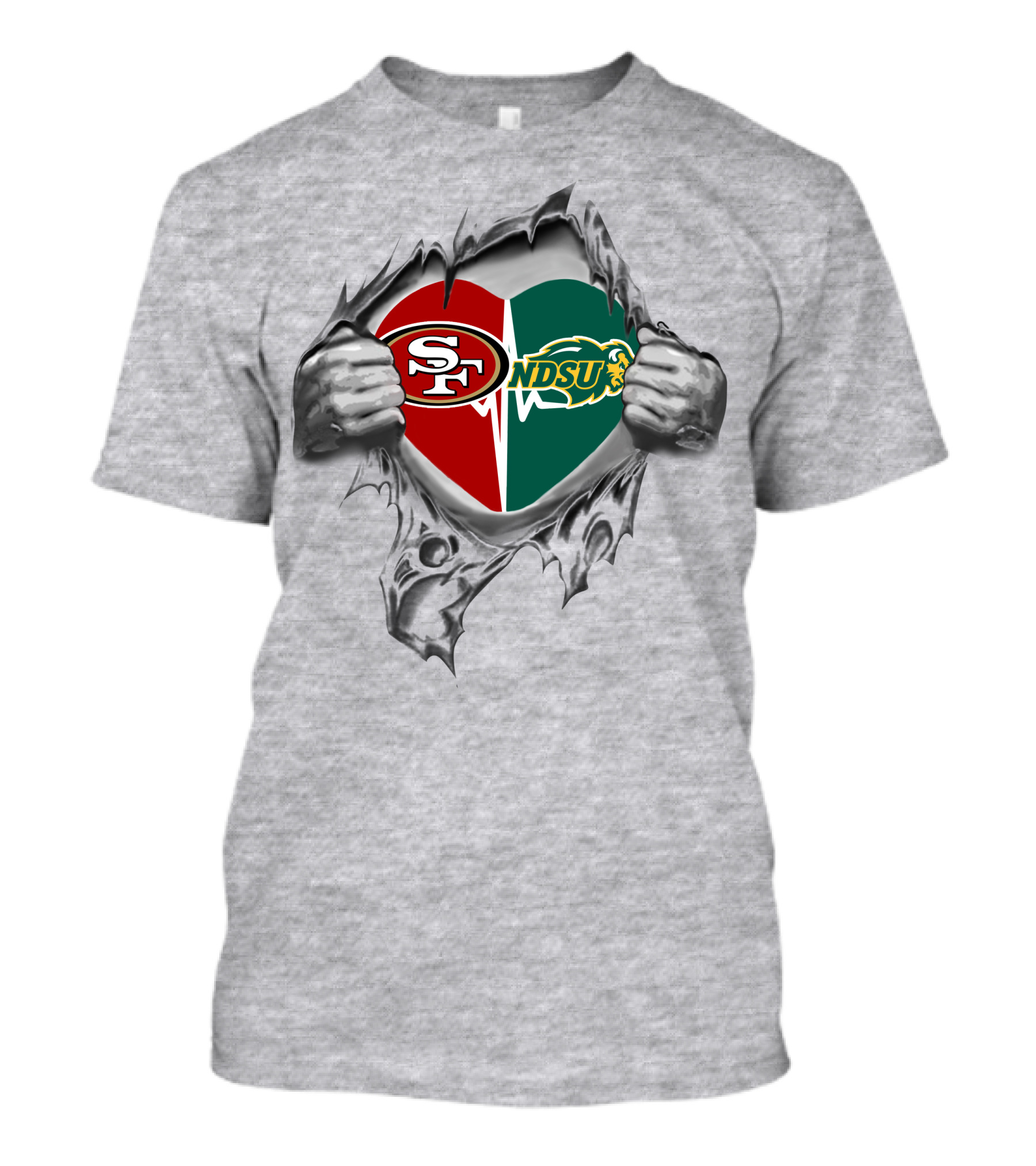 San Francisco 49ers North Dakota State Bison Heart T-Shirt