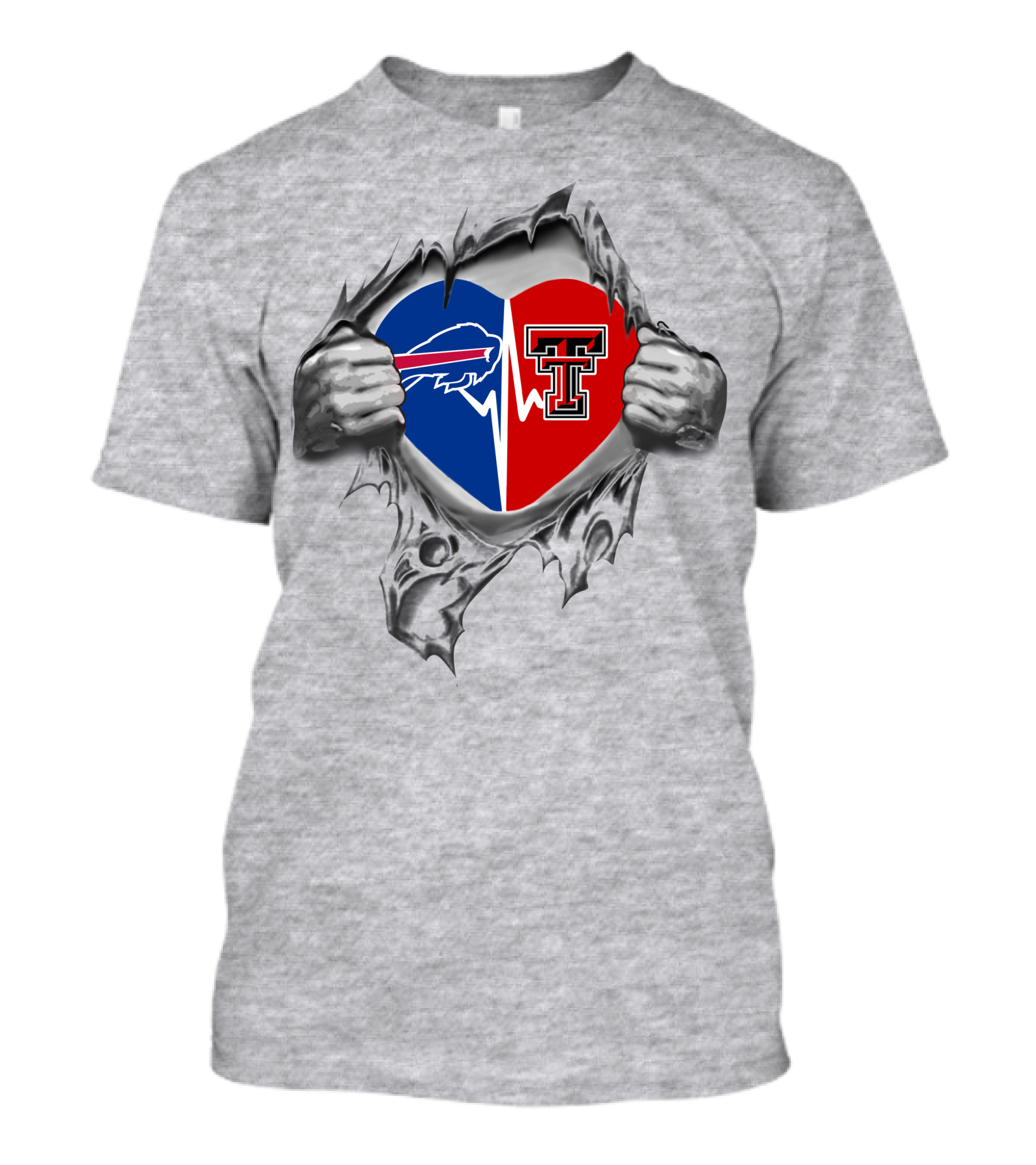 Bills Texas Tech Red Raiders Heart Buffalo T-Shirt