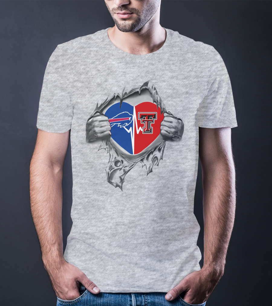 Bills Texas Tech Red Raiders Heart Buffalo T-Shirt