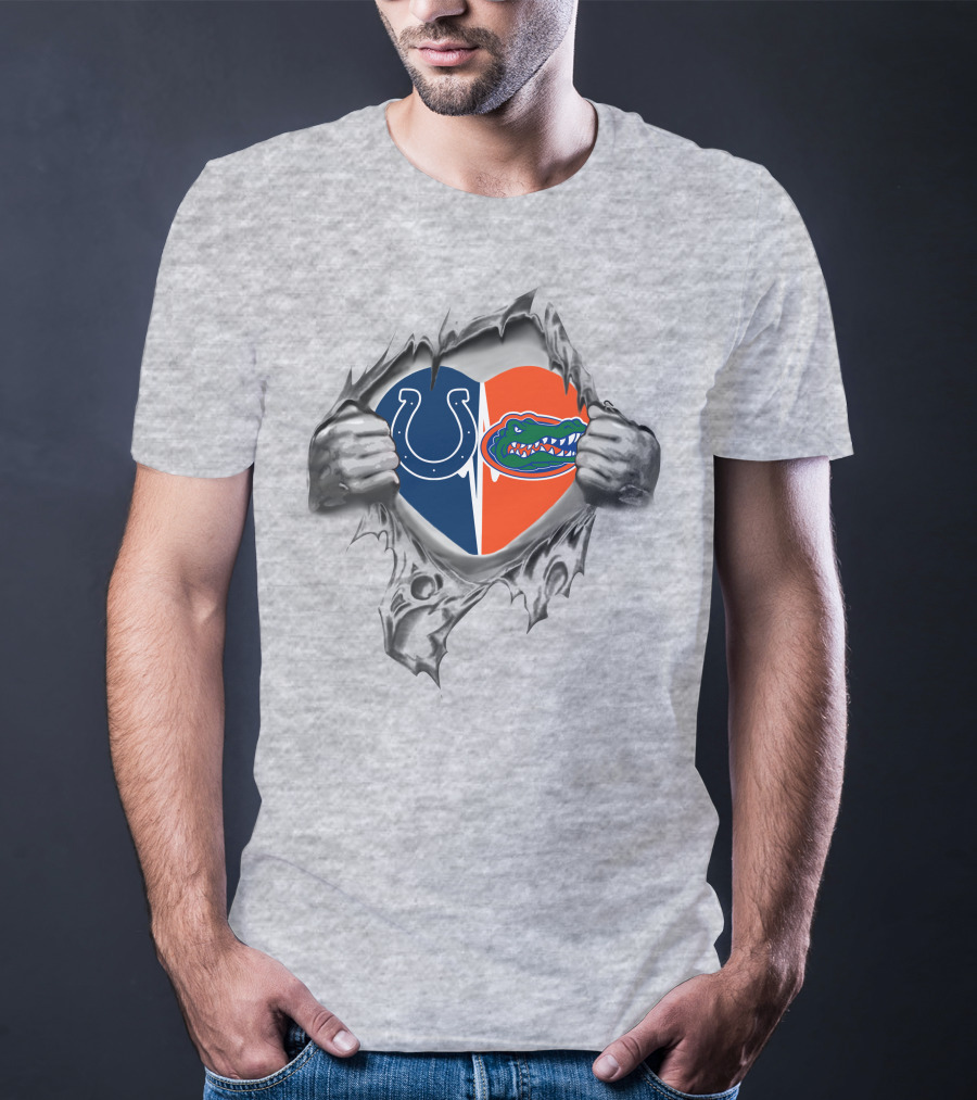 Colts Florida Gators Heart Inside Dual Loyalty Tear T-Shirt