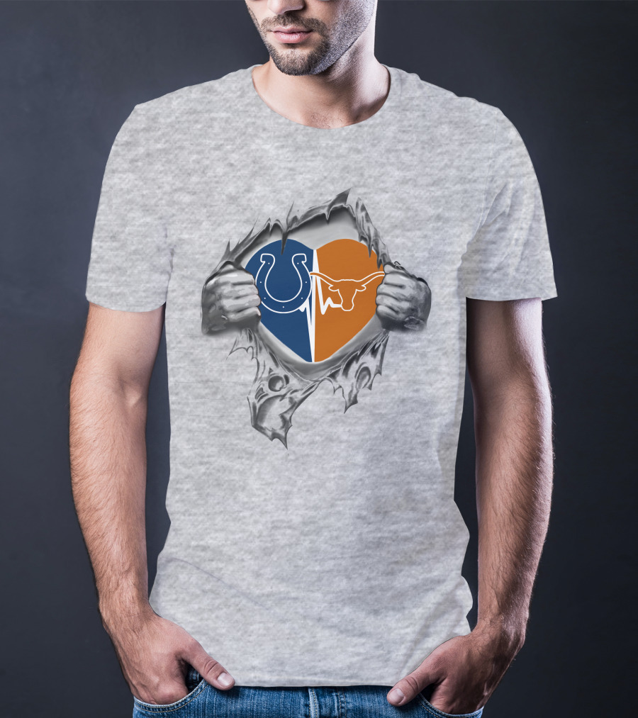 Colts Longhorns Heart Split T-Shirt