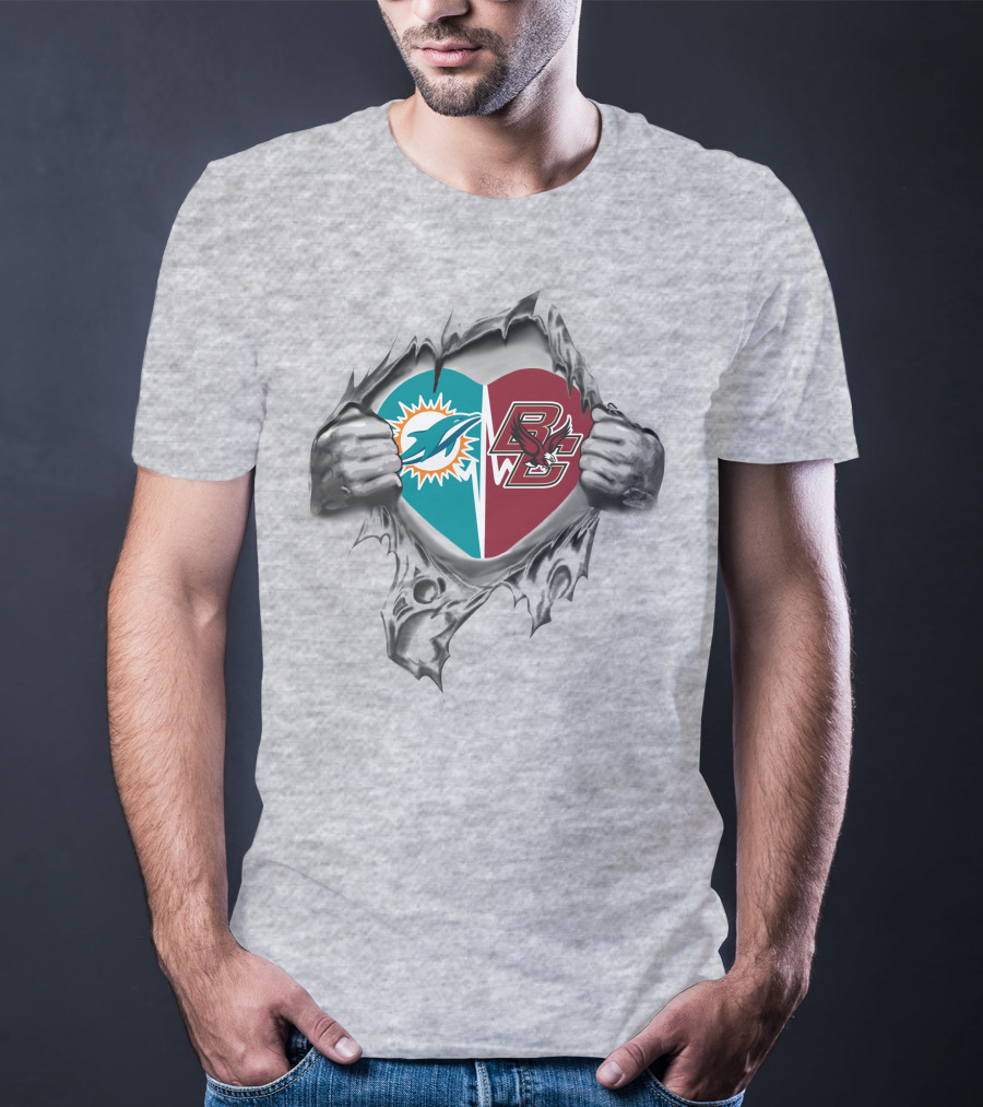 Miami Dolphins Boston College Eagles Heart T-Shirt