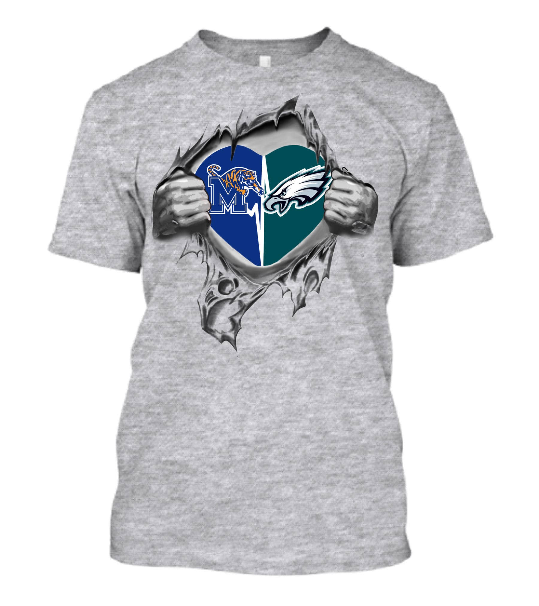 Eagles And Memphis Tigers Heart T-Shirt