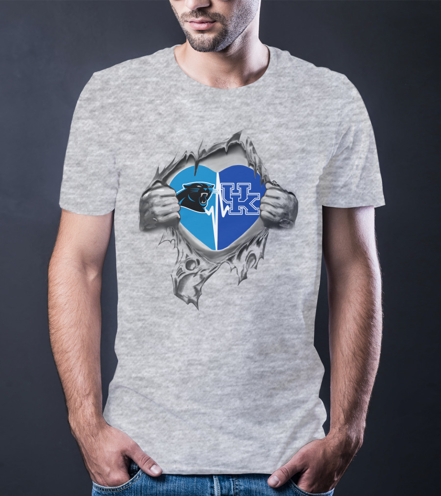 Panthers Kentucky Wildcats Heart Logos T-Shirt