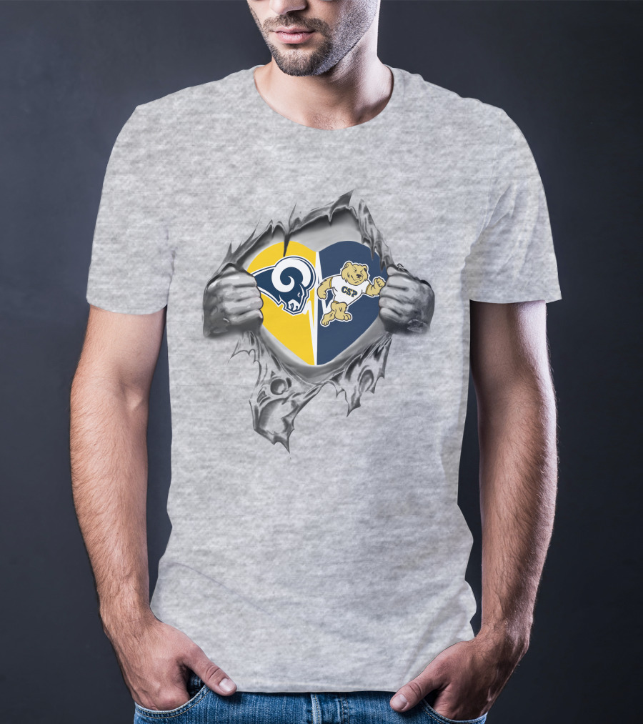 Rams Concordia University St Paul Csp Heart Symbol With Hands Pulling Open Fabric T-Shirt