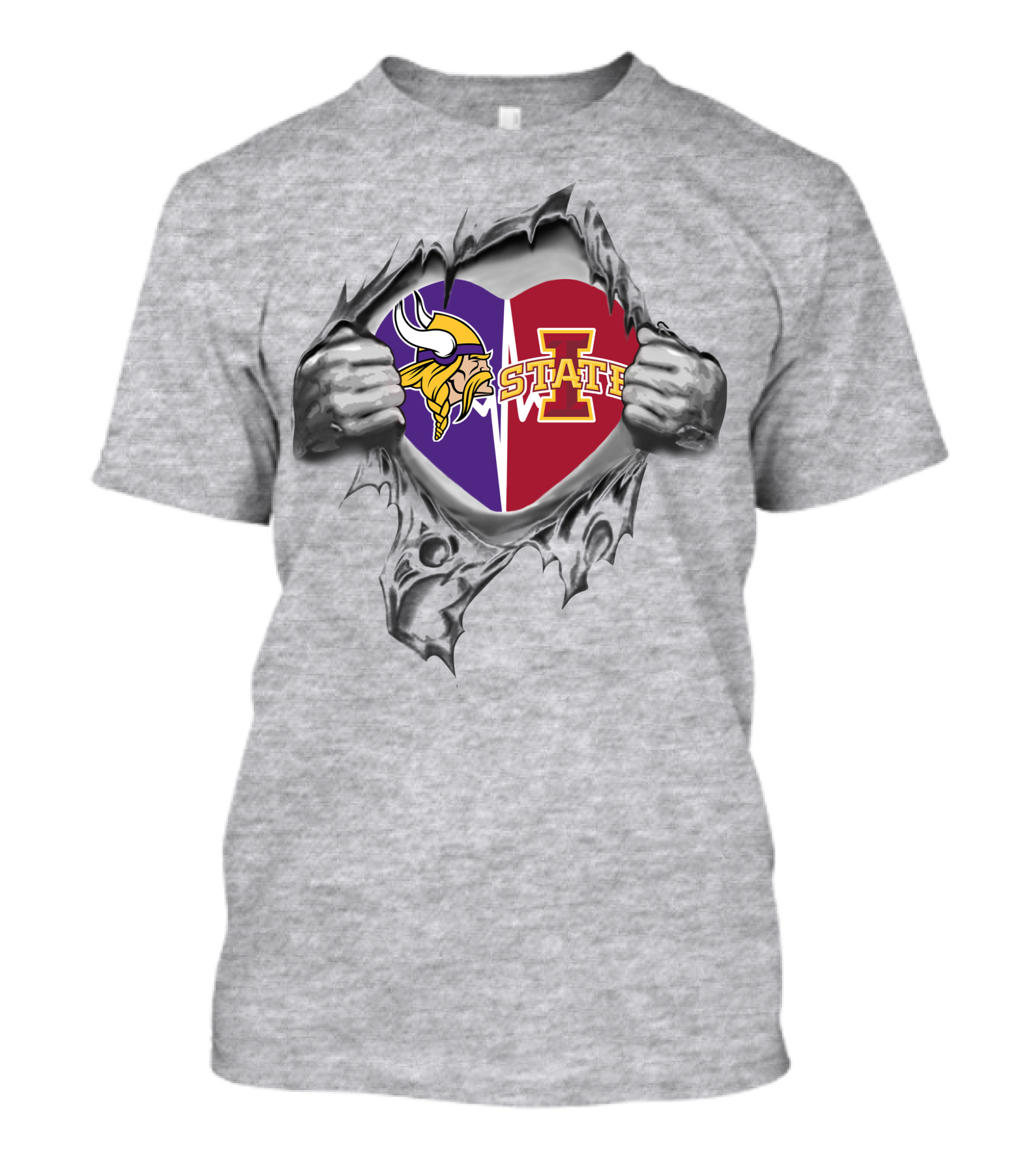 Vikings Iowa State Cyclones Heart Pride T-Shirt