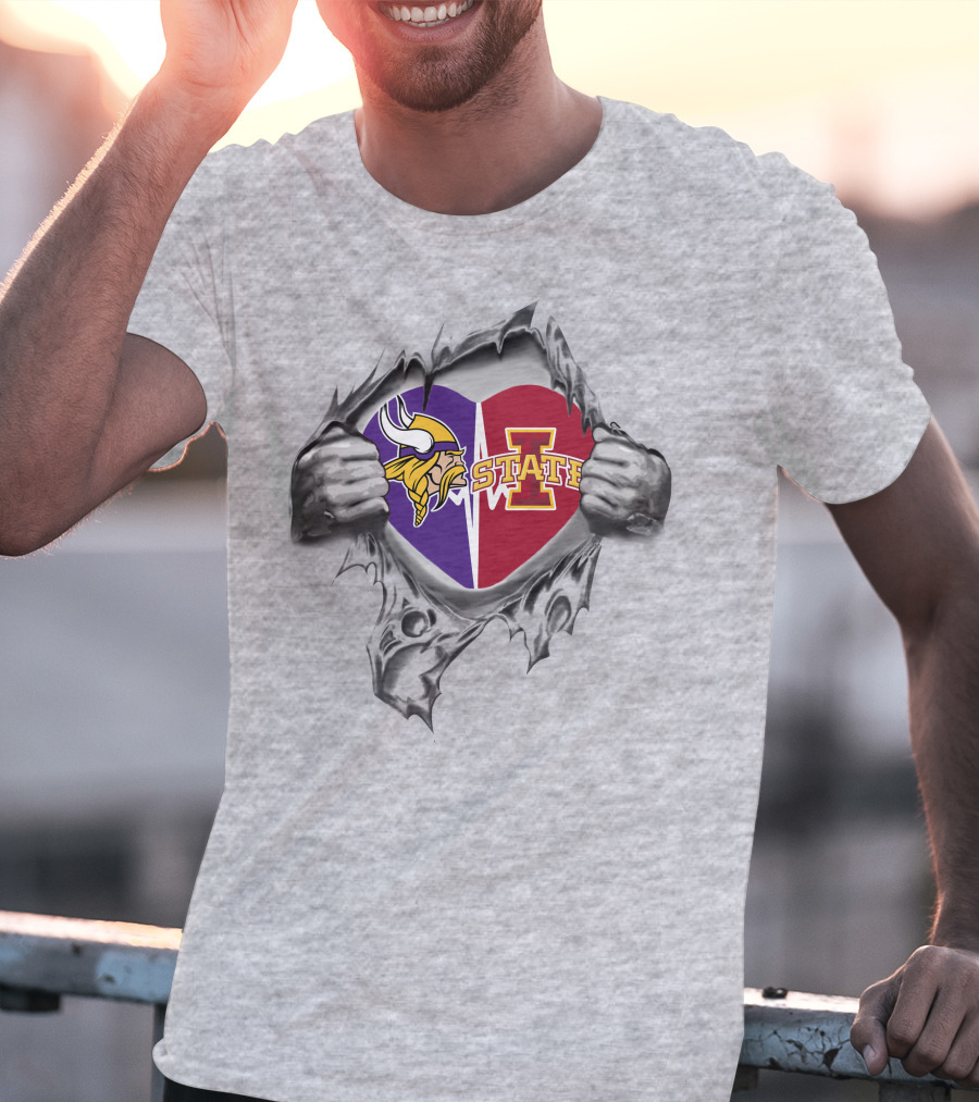 Vikings Iowa State Cyclones Heart Pride T-Shirt