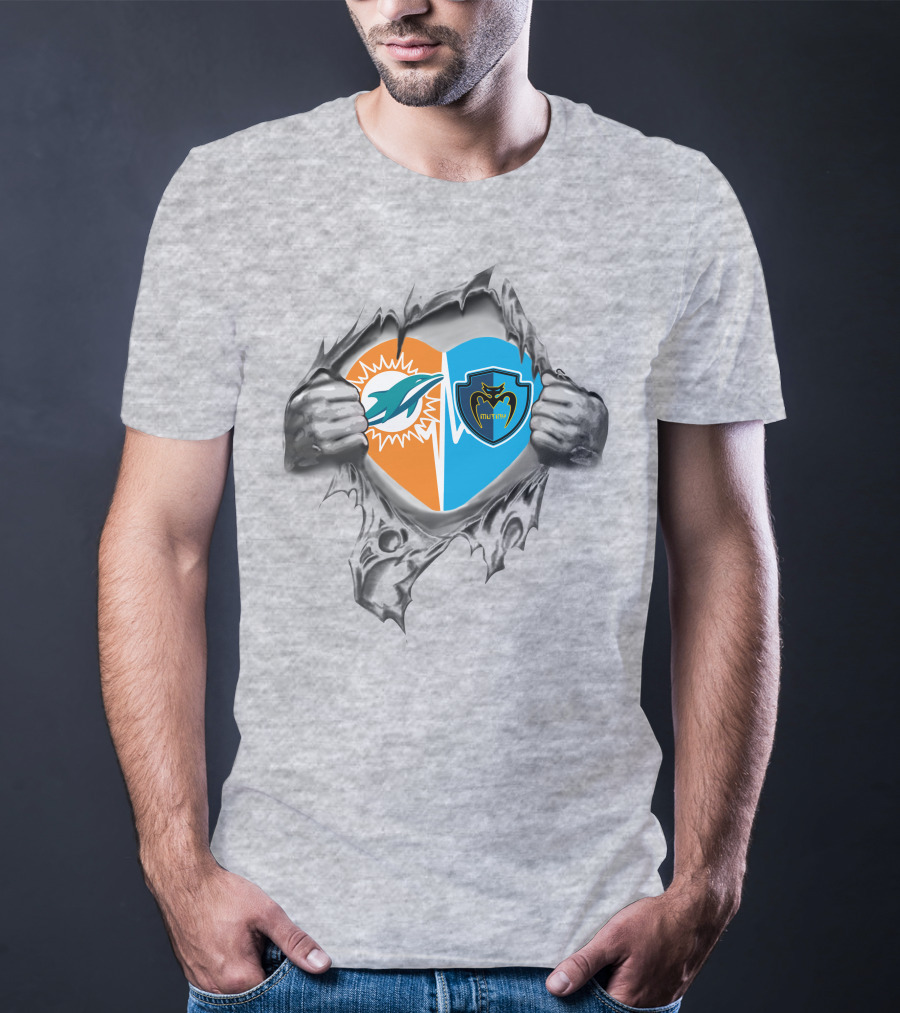 Miami Dolphins Tampa Bay Mutiny Heart Design 22 It's In My Heart T-Shirt