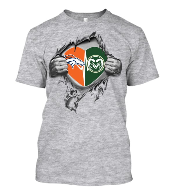Broncos Colorado State Rams Heart Logo Combo T-Shirt
