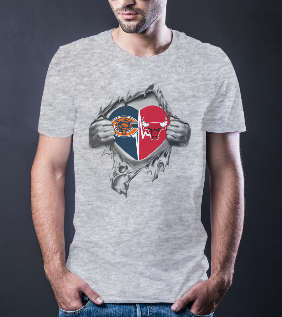 Heart Of Chicago Bears And Bulls Loyalty T-Shirt