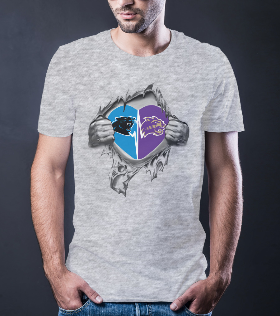 Panthers Western Carolina Catamounts Heart Logo Fusion T-Shirt