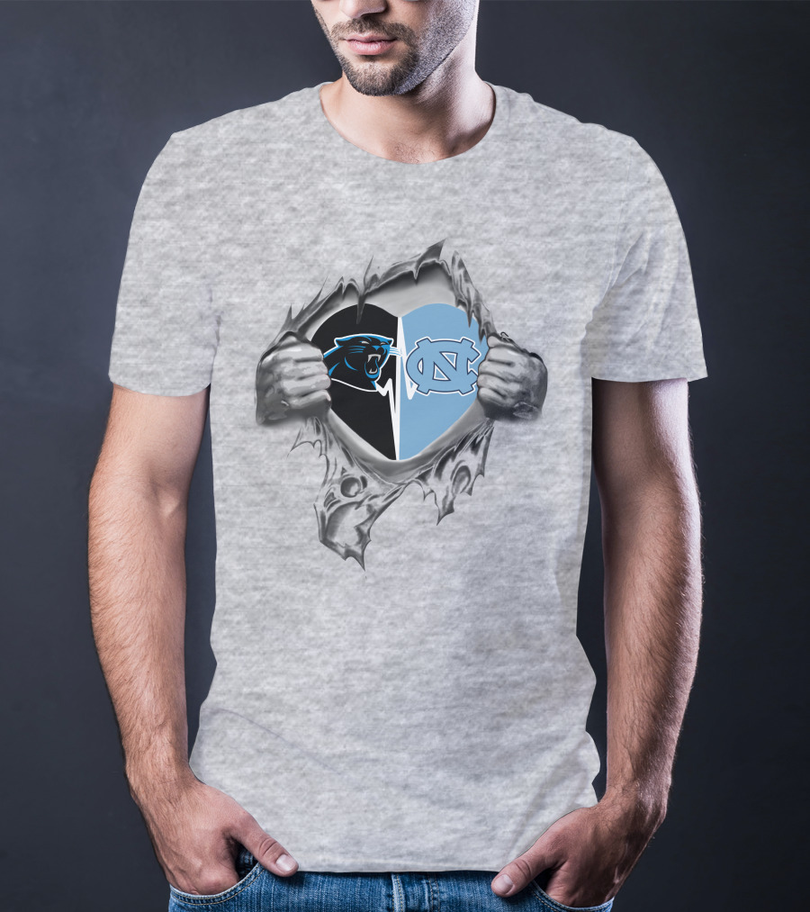 Panthers North Carolina Tar Heels Logos Heart Design It's In My Heart T-Shirt