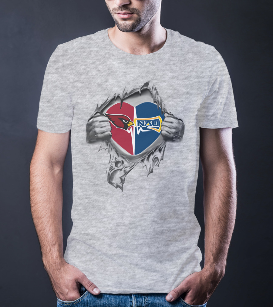 Cardinals Northern Arizona Nau Lumberjacks Heart T-Shirt