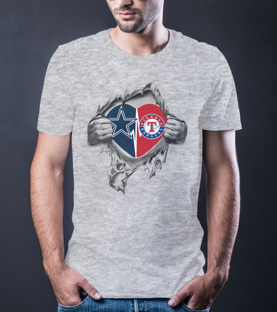 Dallas Cowboys Texas Rangers Heart Yankees T-Shirt