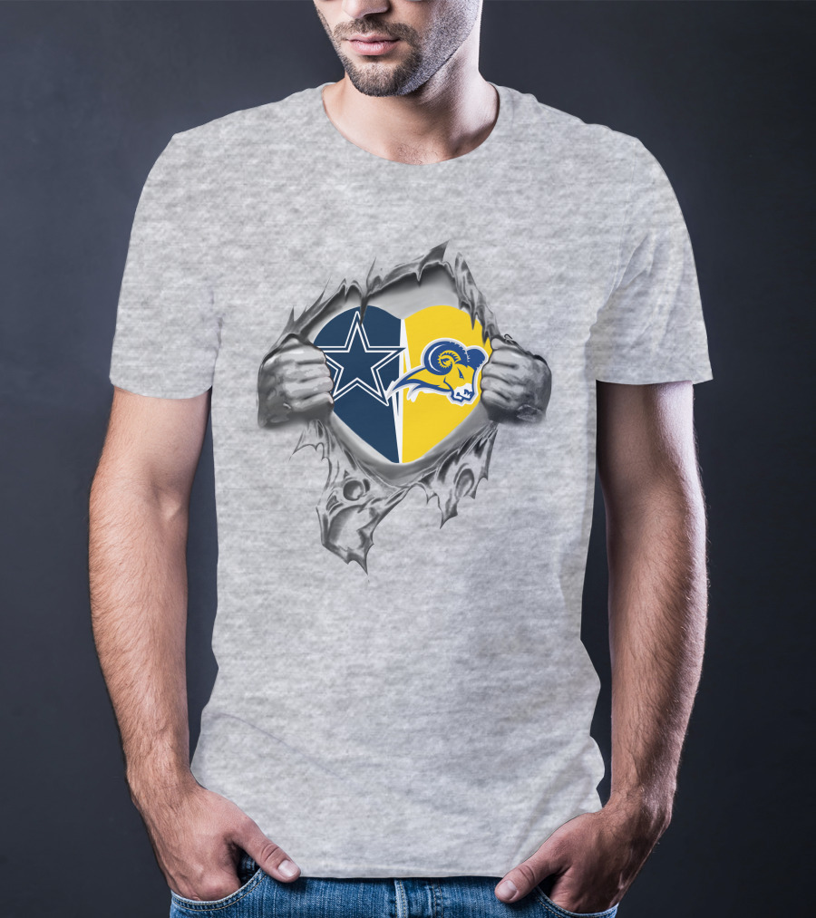 Dallas Cowboys Los Angeles Rams Texas Wesleyan Heart Fans United T-Shirt