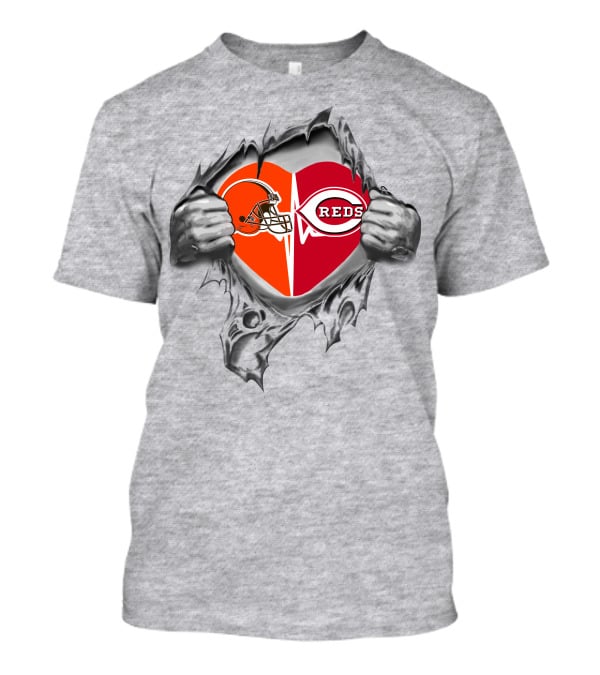 Browns Cincinnati Reds Heart Logo Passion Fusion T-Shirt