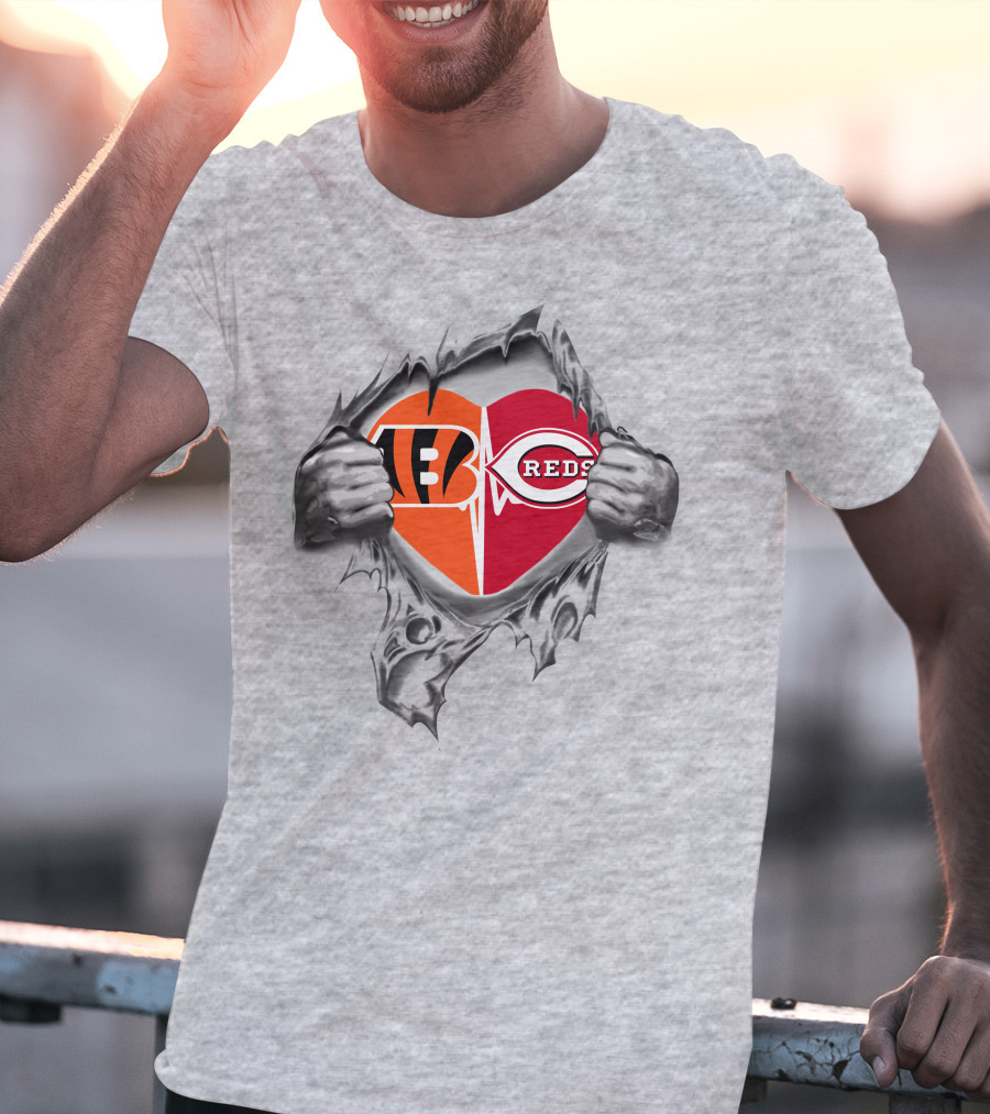 Cincinnati Bengals And Reds Heartbeat Passion T-Shirt