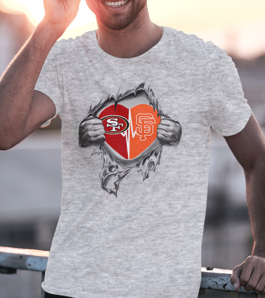 San Francisco 49ers Giants Heart Logo Split – It's In My Heart T-Shirt