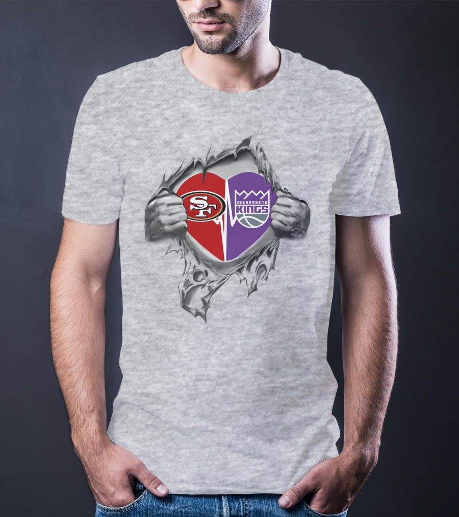 Front San Francisco 49ers Sacramento Kings It's In My Heart T-Shirt