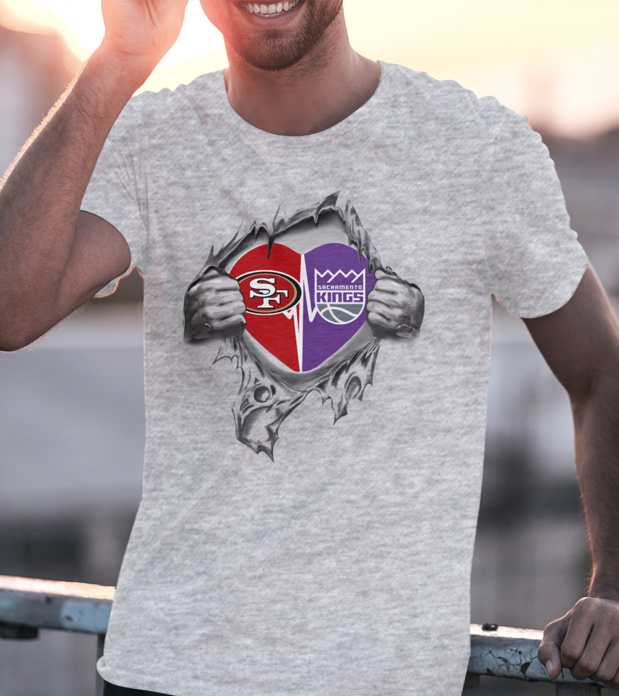 Front San Francisco 49ers Sacramento Kings It's In My Heart T-Shirt