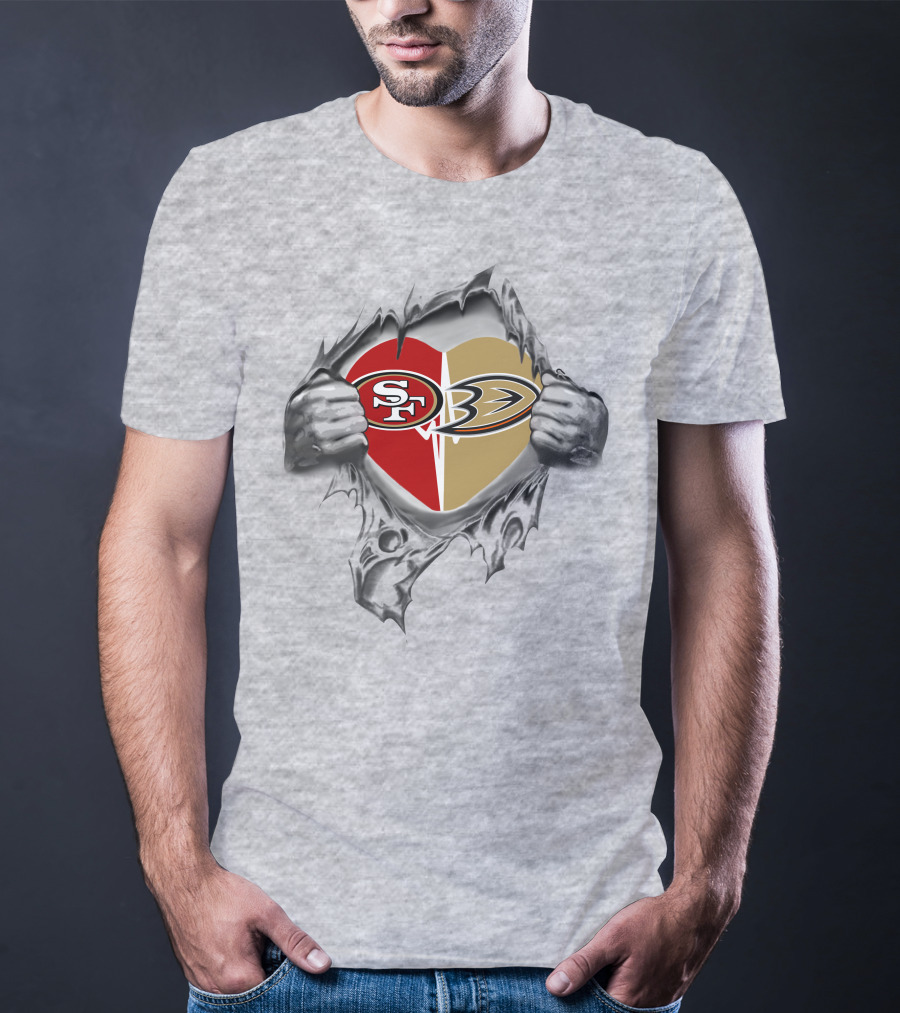 49ers Anaheim Ducks Heart T-Shirt