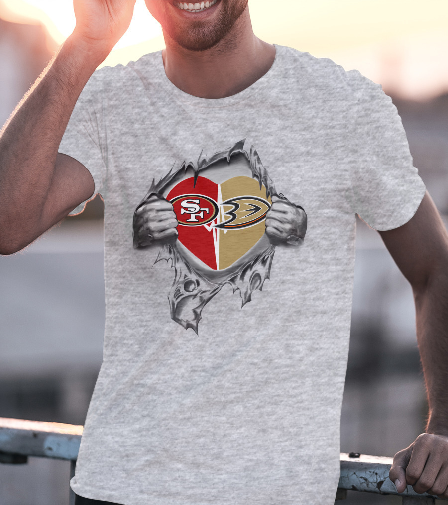 49ers Anaheim Ducks Heart T-Shirt