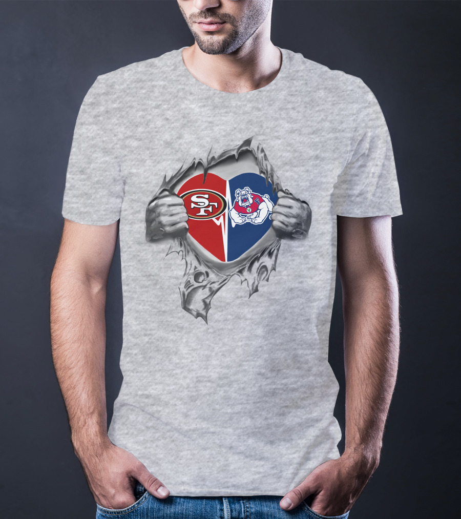 49ers Fresno State Bulldogs Heart T-Shirt