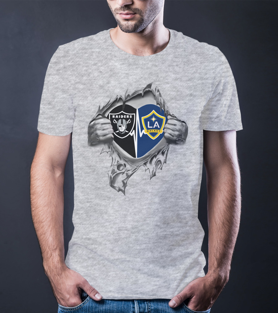 Raiders La Galaxy Heart Design With 321 Raiders It's In My Heart T-Shirt