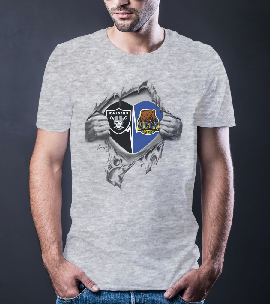 Raiders Ucla Bruins Heart Dual Logo Fan Pride T-Shirt