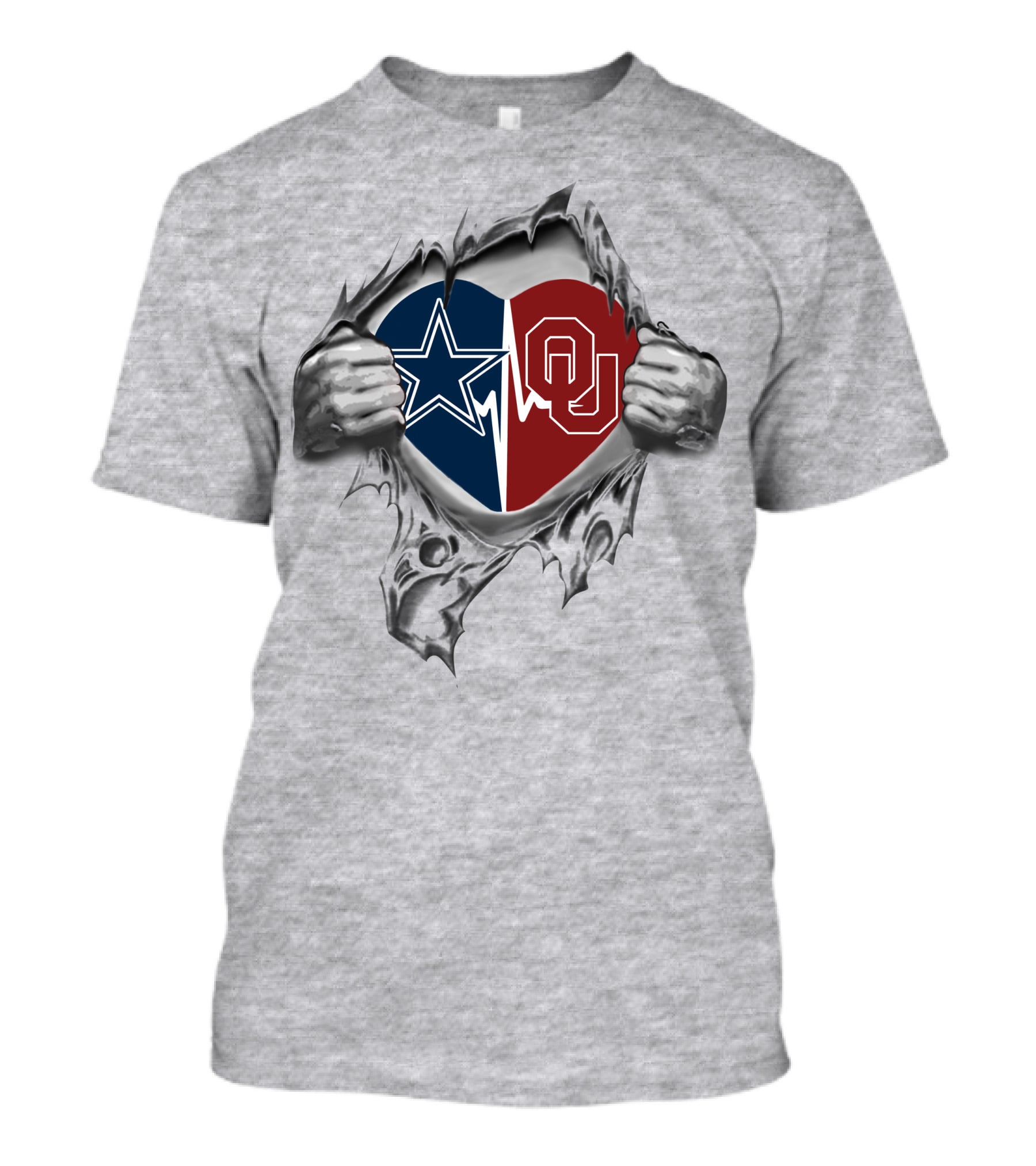 Cowboys Ou Heart Torn Design: Oklahoma Sooners It's In My Heart T-Shirt