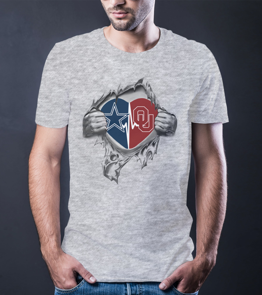 Cowboys Ou Heart Torn Design: Oklahoma Sooners It's In My Heart T-Shirt