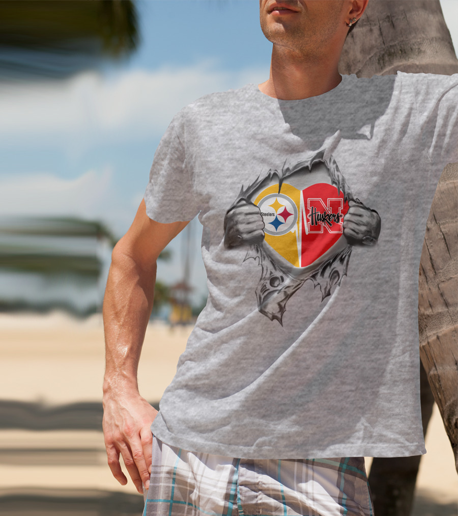 Nebraska Cornhuskers Steelers Heart T-Shirt