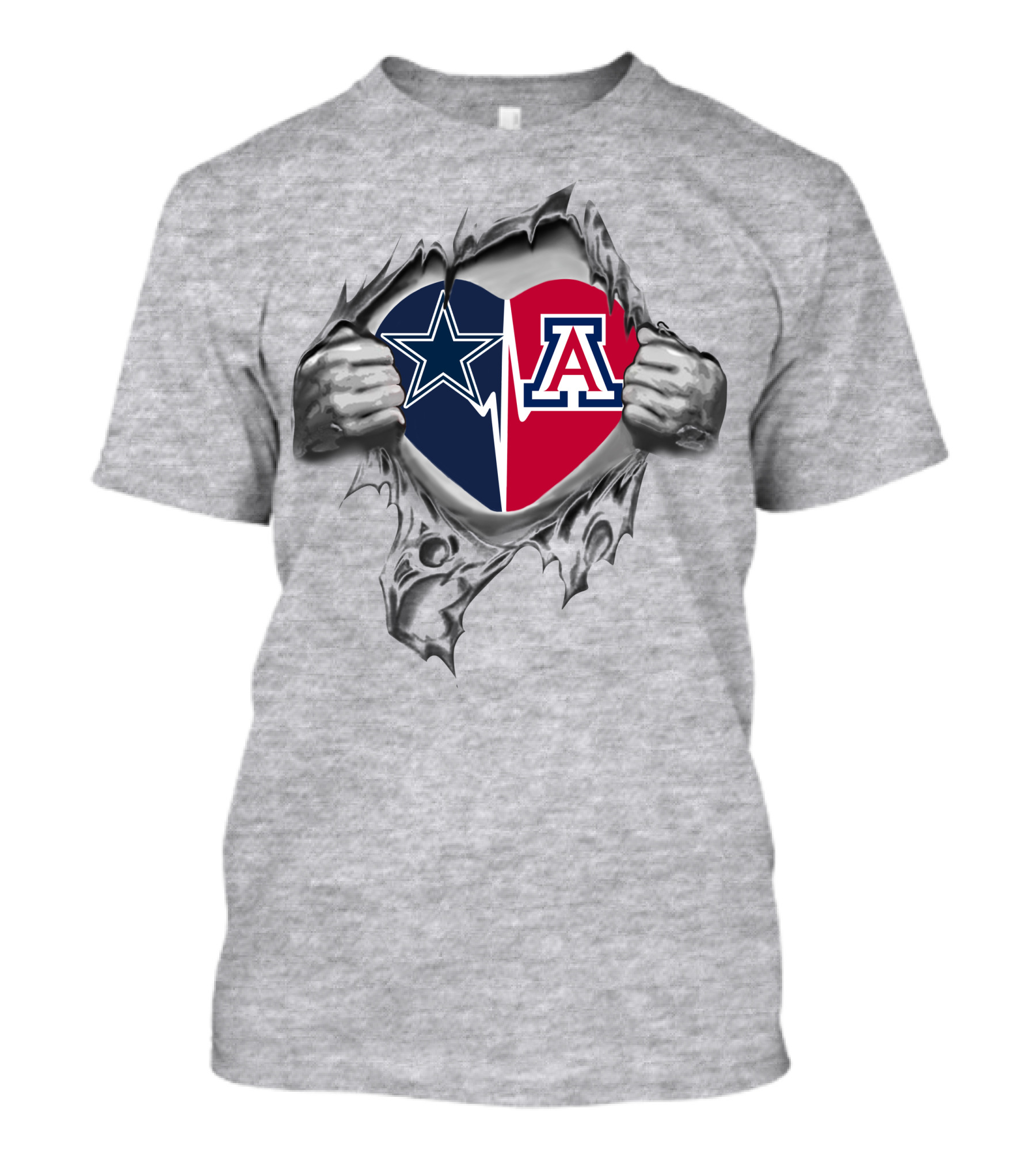 Cowboys Arizona Wildcats Heart Symbol Dual Logos T-Shirt