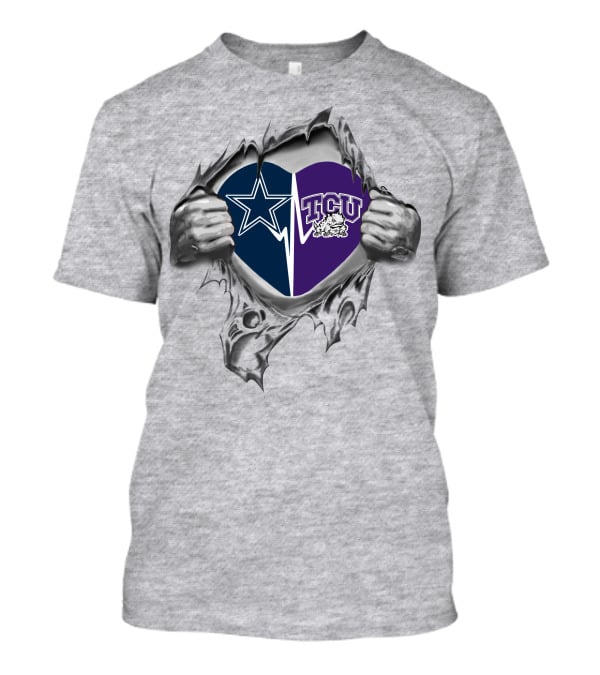 Dallas Cowboys And Tcu Horned Frogs Heart T-Shirt