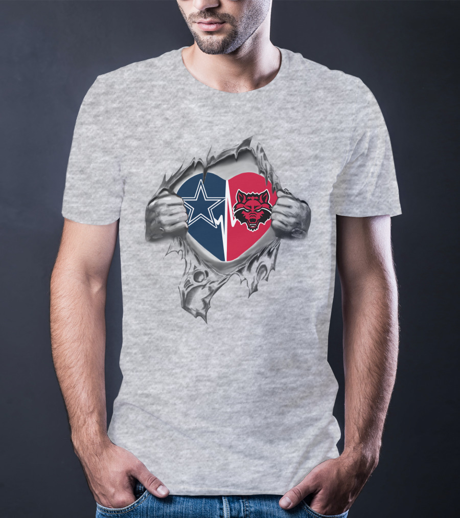 Cowboys Arkansas State Red Wolves Heart T-Shirt