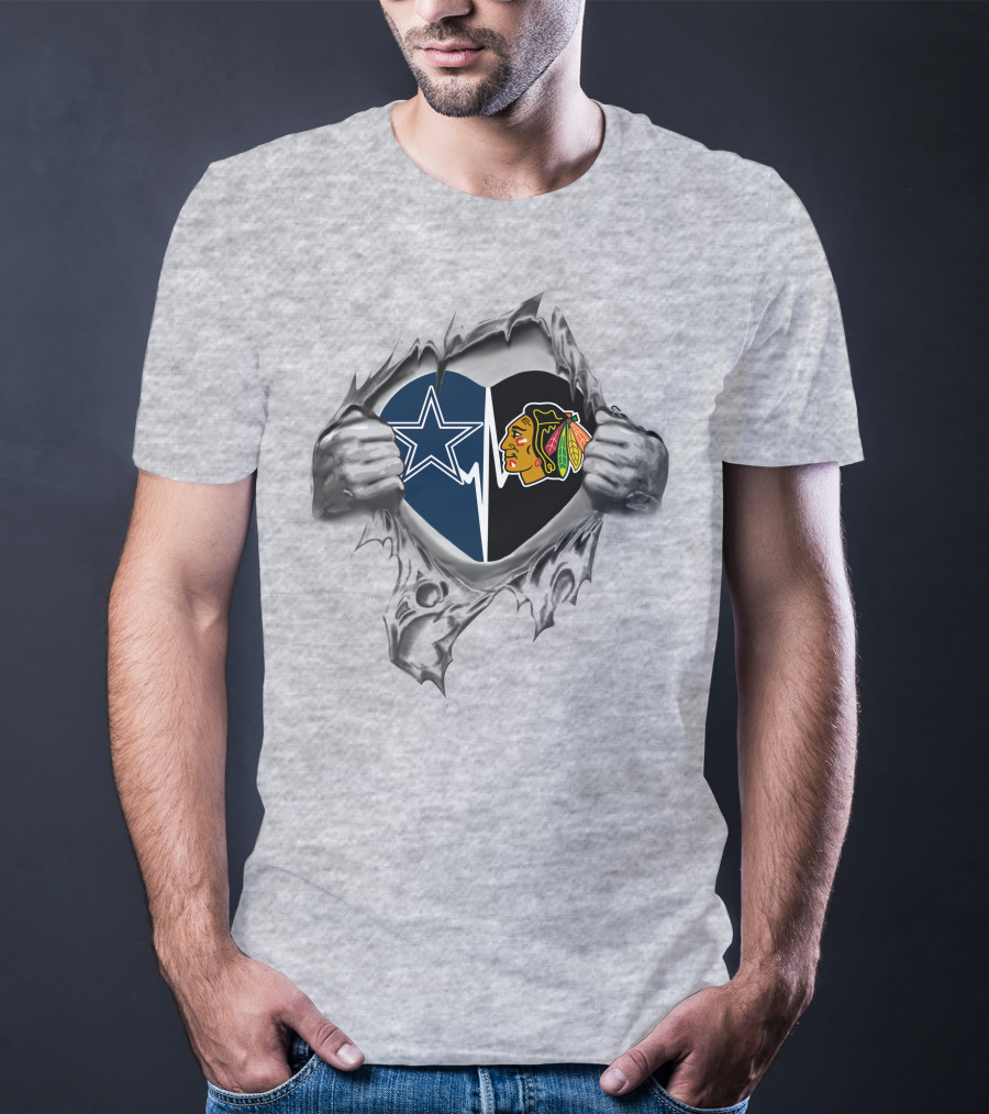 Cowboys Chicago Blackhawks Heart Forever Loyalty T-Shirt