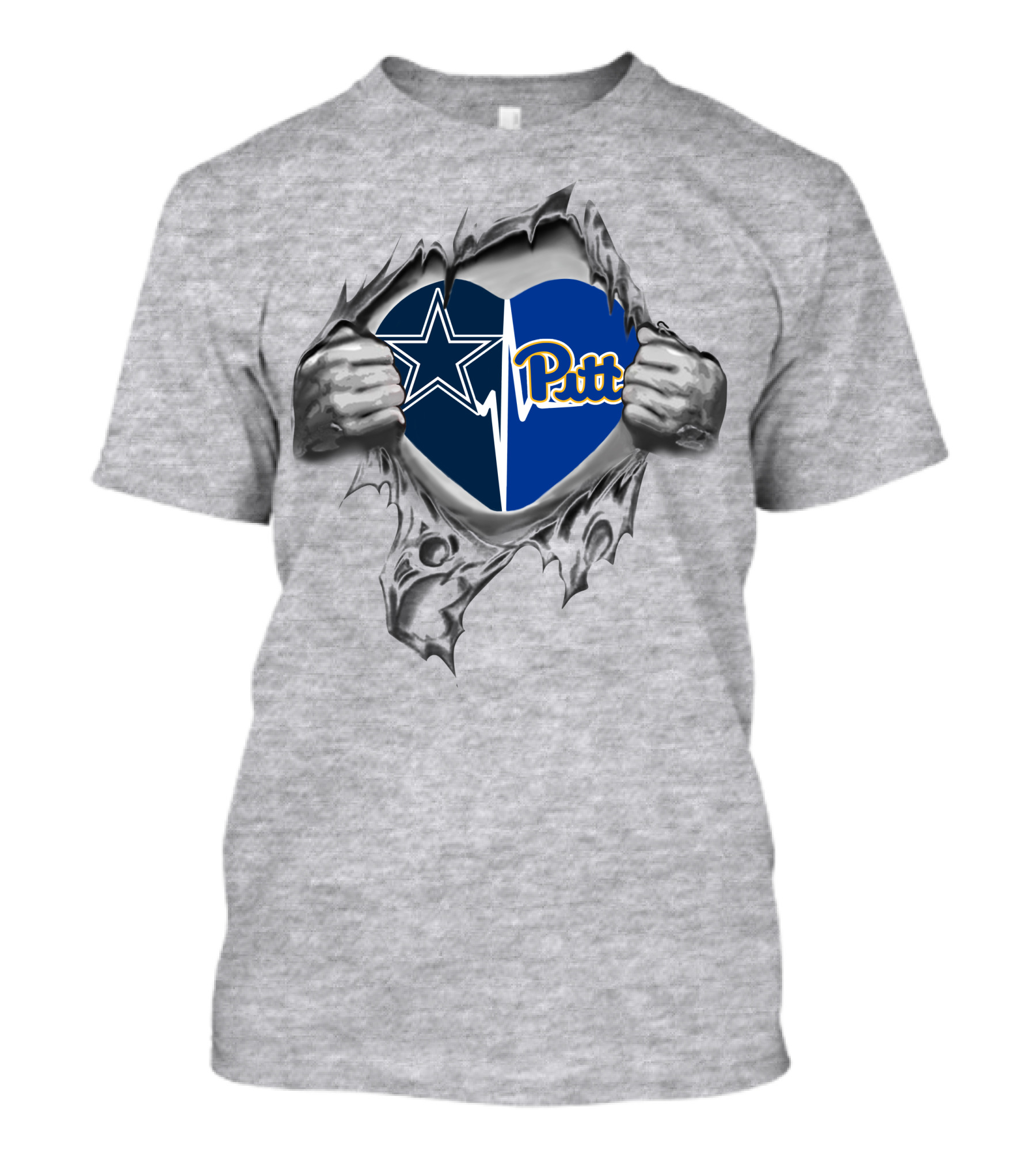 Cowboys Pittsburgh Panthers Heart Design With Star And Pitt T-Shirt