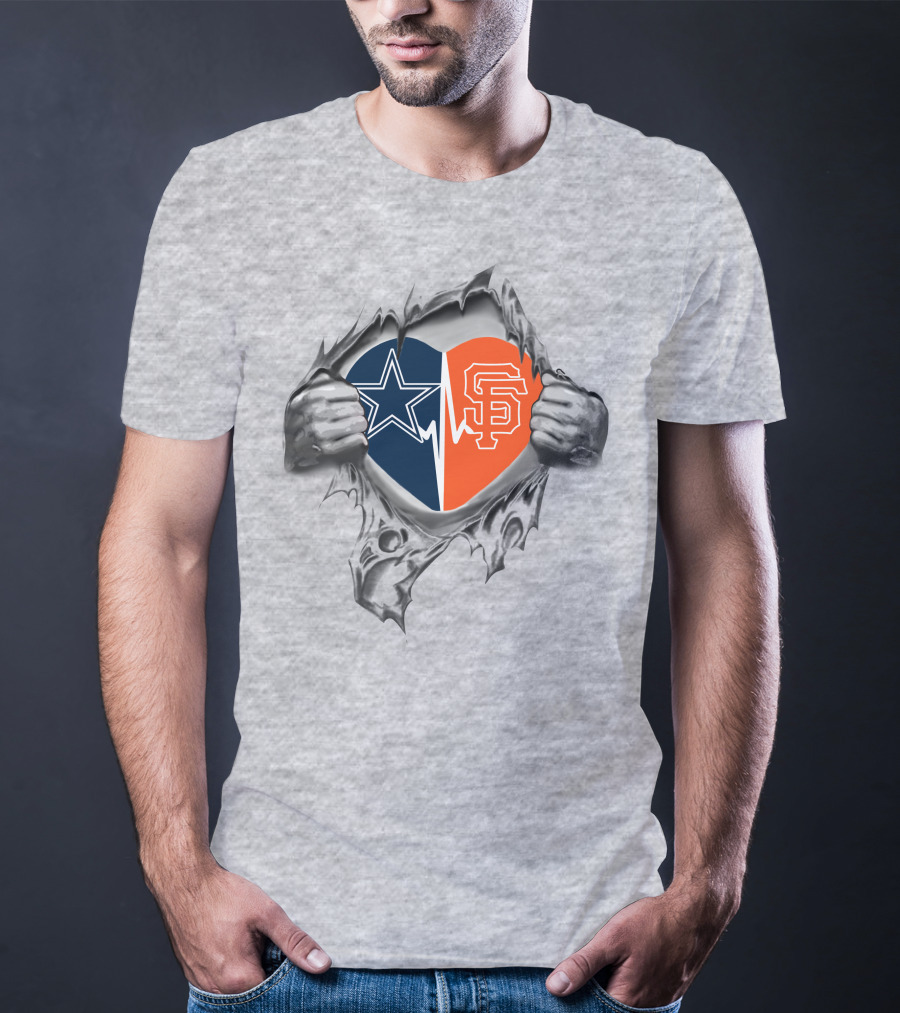 Dallas Cowboys San Francisco Giants Heartbeat Connection T-Shirt