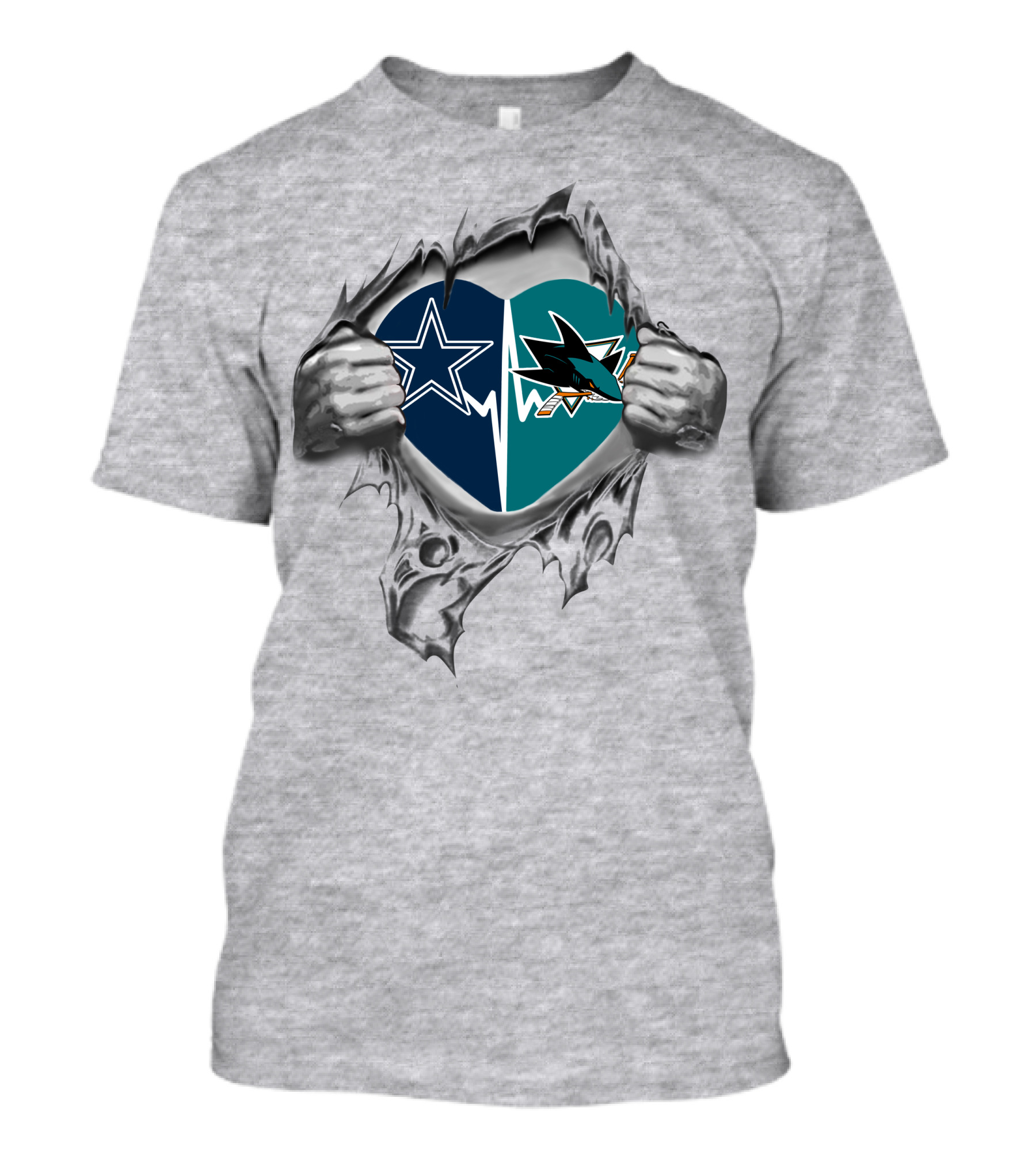 Dallas Cowboys San Jose Sharks Heartbeat Fan Passion T-Shirt