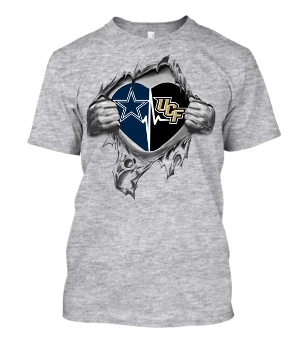 Cowboys Star Ucf Knights Heartbeat Symbol Unity T-Shirt