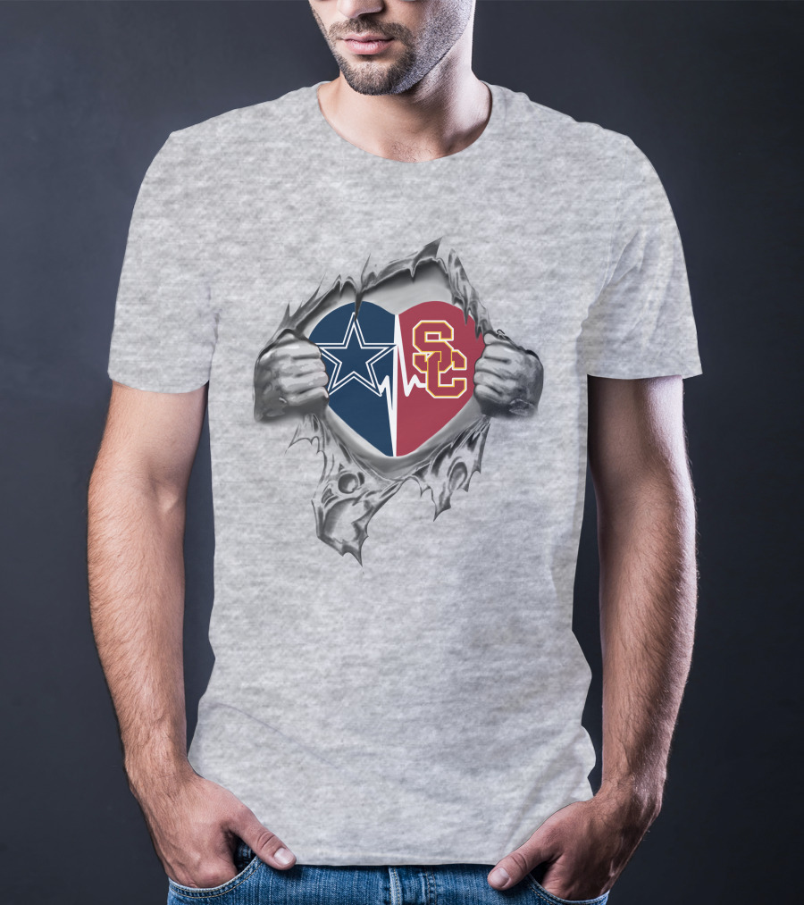 Cowboys Usc Trojans Heartbeat Passion T-Shirt