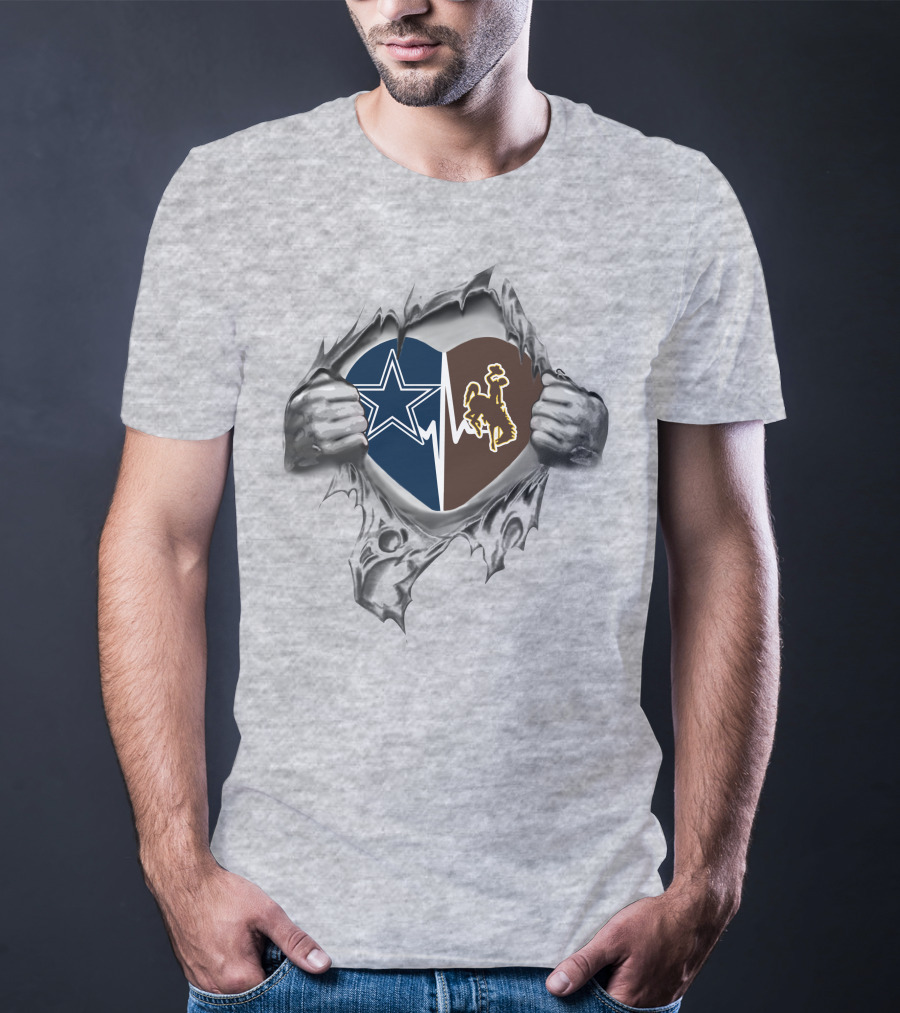 Wyoming Cowboys Heart With Star Logo Split T-Shirt
