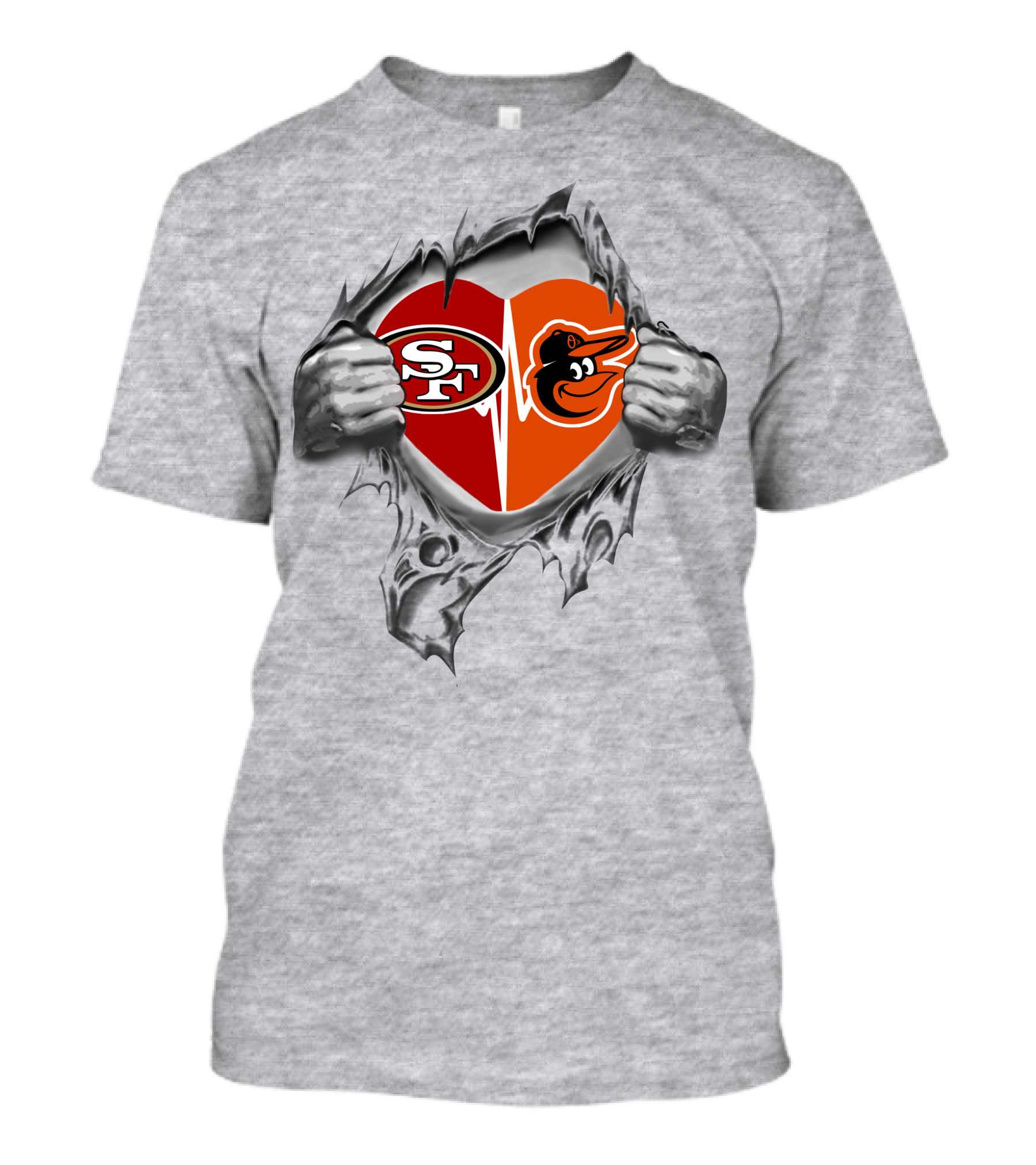 49ers Baltimore Orioles Heart Logo Fan Passion T-Shirt