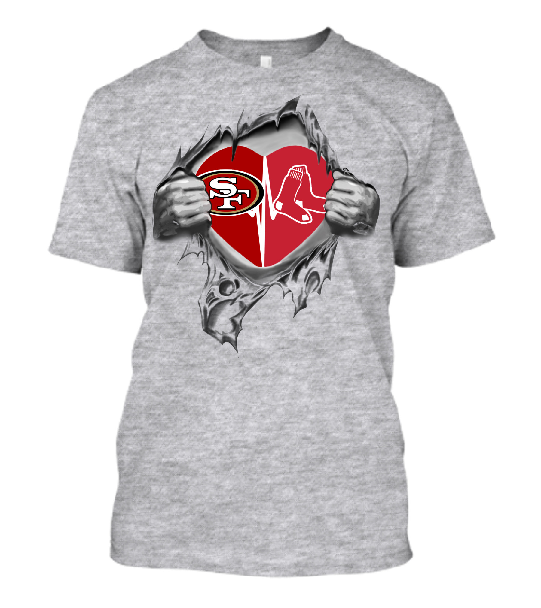 49ers Red Sox Heartbeat Loyalty T-Shirt