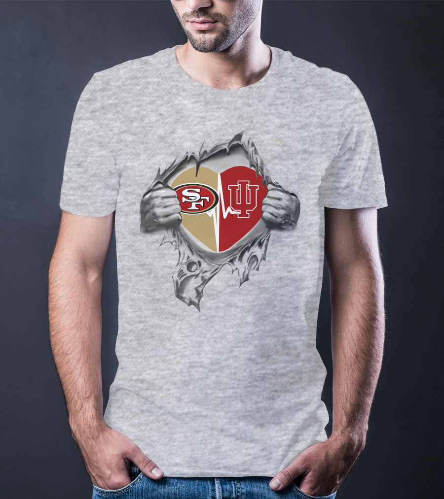49ers Indiana Hoosiers Heart Logo Fusion T-Shirt