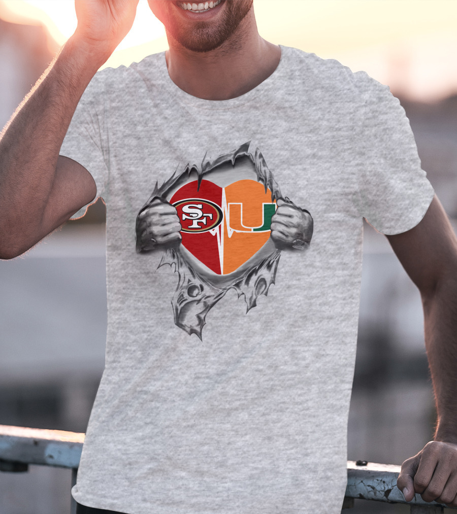 49ers Miami Hurricanes Sf Heart T-Shirt