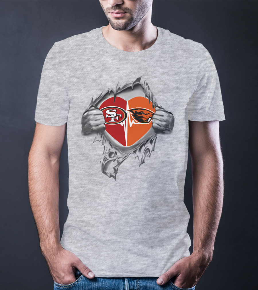49ers Oregon State Beavers Heart Design It's In My Heart T-Shirt