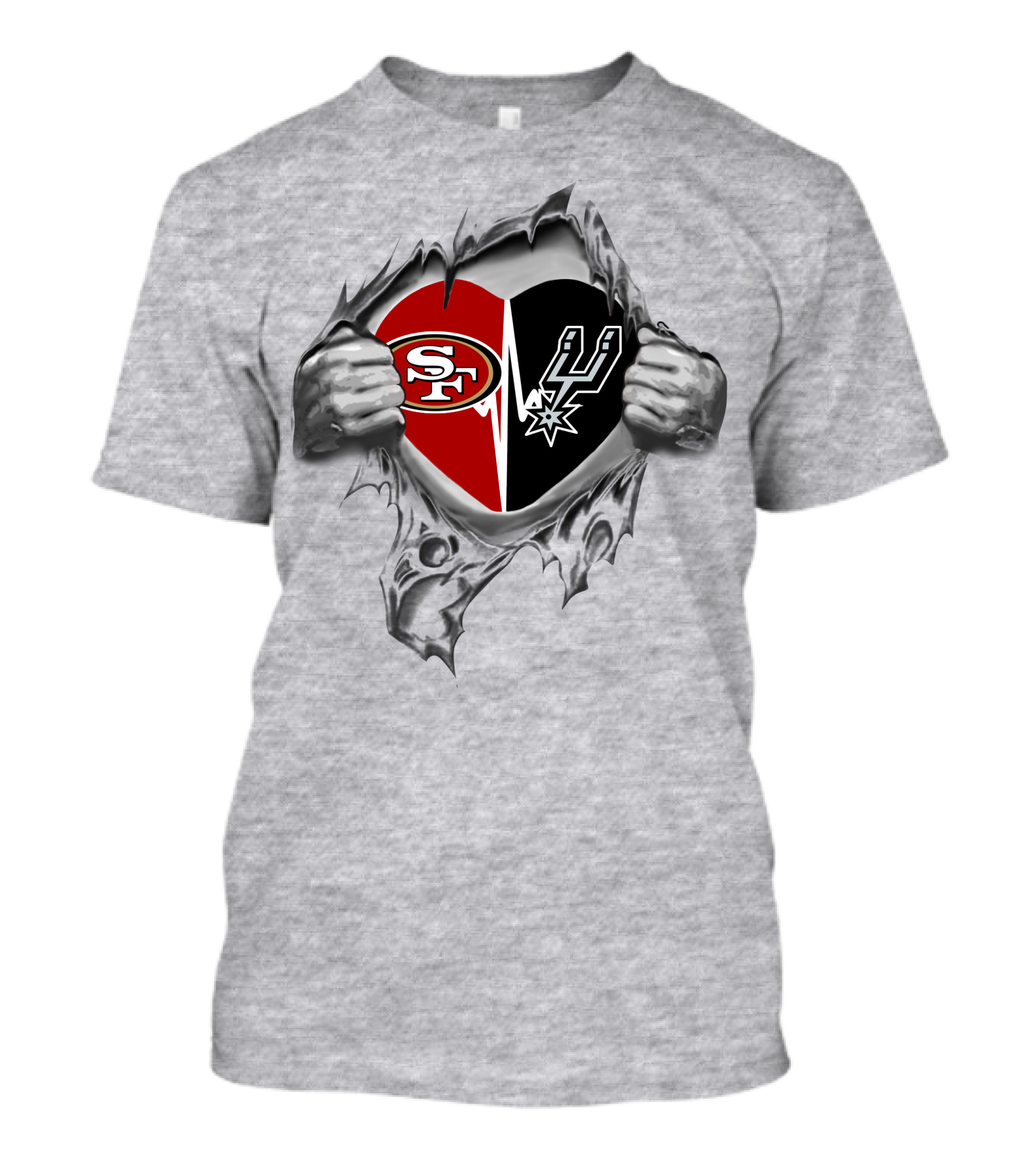 49ers San Antonio Spurs Heart Logo Split Fan T-Shirt