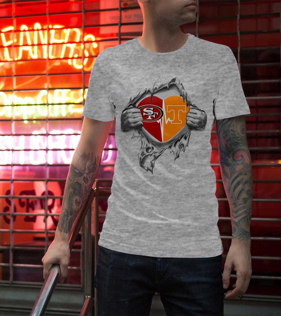 49ers Tennessee Volunteers Heart Inside Passion T-Shirt